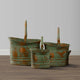 Tinged Metal Bucket Planter With Handles, Patina Rust Finish, Green, Set of 3 - BM01164