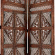 Traditional Four Panel Wooden Room Divider with Hand Carved Details, Antique Brown The Urban Port
