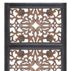 Rectangular Wall Panel with Intricate Floral Carvings, Burnt Black The Urban Port