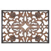 Rectangular Wall Panel with Intricate Floral Carvings, Burnt Black The Urban Port