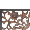 Rectangular Wall Panel with Intricate Floral Carvings, Burnt Black The Urban Port