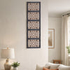 Rectangular Wall Panel with Intricate Floral Carvings, Burnt Black The Urban Port