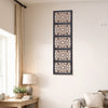 Rectangular Wall Panel with Intricate Floral Carvings, Burnt Black The Urban Port