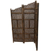 Benzara Hand Carved Foldable 4-Panel Wooden Partition Screen/RoomDivider,Brown - BM01875