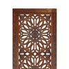 2 Piece Mango Wood Wall Panel Set with Mendallion Carving, Burnt Brown - BM01883