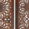 2 Piece Mango Wood Wall Panel Set with Mendallion Carving, Burnt Brown - BM01883