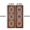 2 Piece Mango Wood Wall Panel Set with Mendallion Carving, Burnt Brown - BM01883