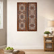 2 Piece Mango Wood Wall Panel Set with Mendallion Carving, Burnt Brown - BM01883