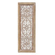 Rectangular Mango Wood Wall Panel Hand Crafted With Intricate Carving, White and Brown The Urban Port