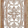 Rectangular Mango Wood Wall Panel Hand Crafted With Intricate Carving, White and Brown The Urban Port
