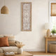 Rectangular Mango Wood Wall Panel Hand Crafted With Intricate Carving, White and Brown The Urban Port