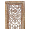 Rectangular Mango Wood Wall Panel Hand Crafted With Intricate Carving, White and Brown The Urban Port