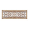 Rectangular Mango Wood Wall Panel Hand Crafted With Intricate Carving, White and Brown The Urban Port