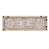Rectangular Mango Wood Wall Panel Hand Crafted With Intricate Carving, White and Brown The Urban Port