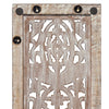 Rectangular Mango Wood Wall Panel Hand Crafted With Intricate Carving, White and Brown The Urban Port