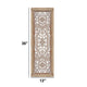Rectangular Mango Wood Wall Panel Hand Crafted With Intricate Carving, White and Brown The Urban Port
