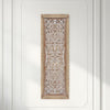 Rectangular Mango Wood Wall Panel Hand Crafted With Intricate Carving, White and Brown The Urban Port