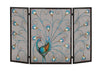 Peacock Theme Metal 3 Panel Mesh Fireplace Screen, Multicolor - BM04366