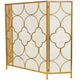 50 Inch 3 Panel Metal Fireplace Screen Quatrefoil Design Gold BM05668