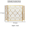 50 Inch 3 Panel Metal Fireplace Screen Quatrefoil Design Gold BM05668