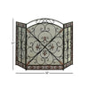 Traditional 3 Panel Metal Fire Screen With Filigree Design Bronze Black The Urban Port BM06168