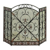 Traditional 3 Panel Metal Fire Screen With Filigree Design Bronze Black The Urban Port BM06168