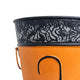 21, 16 Inch Metal Umbrella Stands, Black Engraved Artwork, Set of 2, Orange By The Urban Port