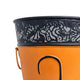 21, 16 Inch Metal Umbrella Stands, Black Engraved Artwork, Set of 2, Orange By The Urban Port