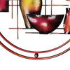 22 Inch Round Metal Wall Decor With Vase, Multicolor By Benzara