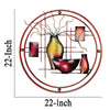 22 Inch Round Metal Wall Decor With Vase, Multicolor By Benzara