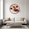 22 Inch Round Metal Wall Decor With Vase, Multicolor By Benzara