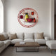 22 Inch Round Metal Wall Decor With Vase, Multicolor By Benzara