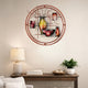 22 Inch Round Metal Wall Decor With Vase, Multicolor By Benzara