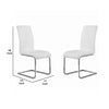 Metal Cantilever Dining Chair, Set of 2, White and Silver By Casagear Home