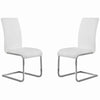 Metal Cantilever Dining Chair, Set of 2, White and Silver By Casagear Home
