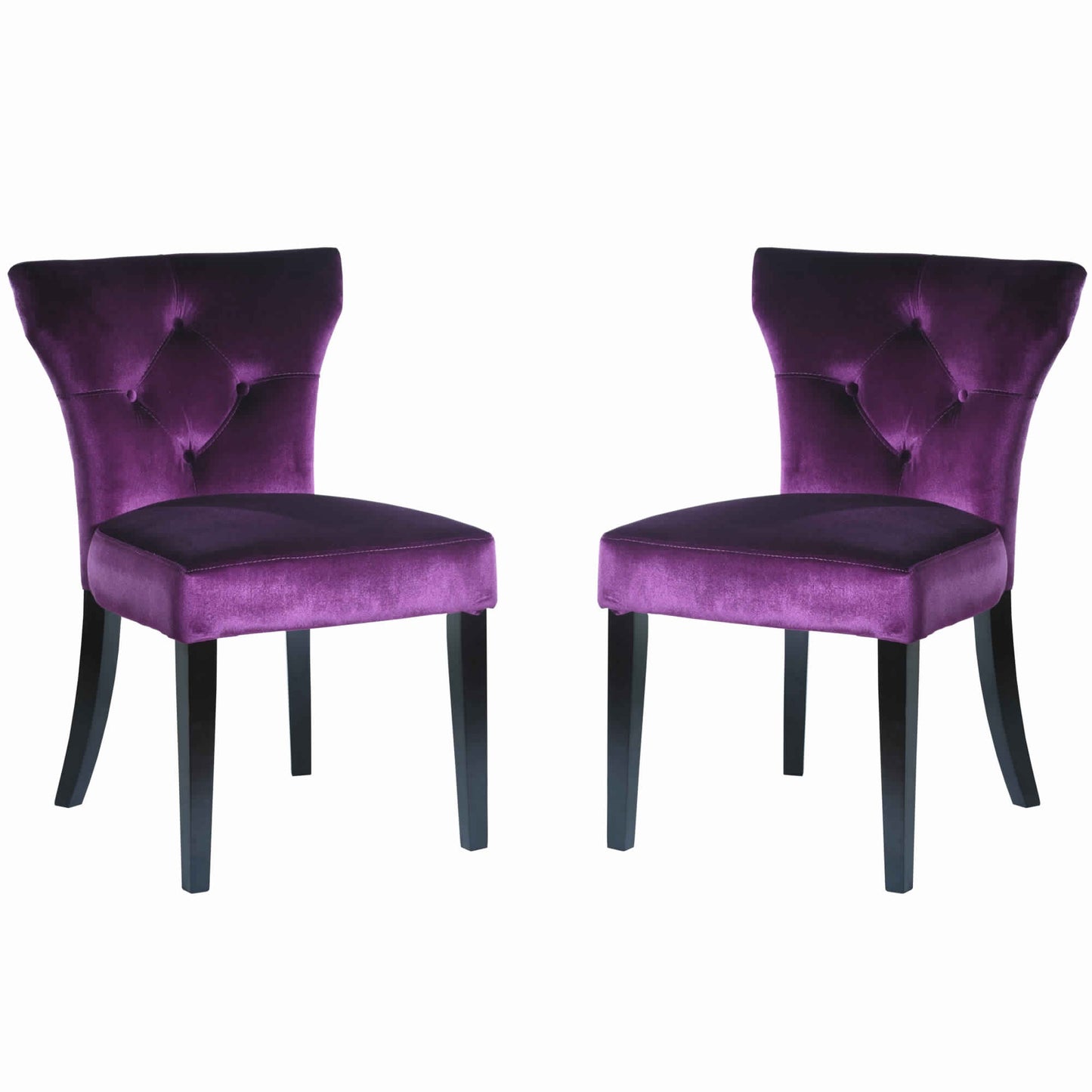 Fabric Side Chair with Padded Seat Set of 2 Purple By Casagear Home BM09918