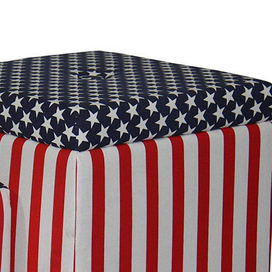Storage Ottoman | Square | Patriotic Print | Extra Seating | Multicolor