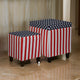 Patriotic Print Square Storage Ottoman with 1 Extra Seating Multicolor By Casagear Home BM101142