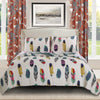 Boston 3 Piece Fabric Queen Size Quilt Set with Feather Prints, Multicolor By Casagear Home