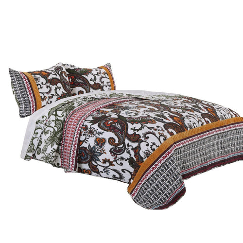 Detroit 3 Piece Queen Size Quilt Set | Tribal Motifs | Multicolor