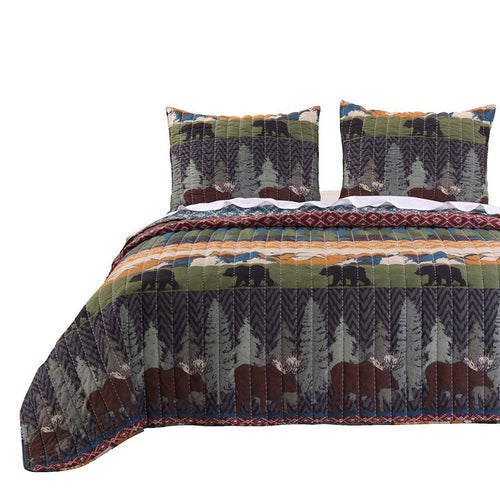 2 Piece Twin Size Quilt Set | Nature Inspired Print | Multicolor
