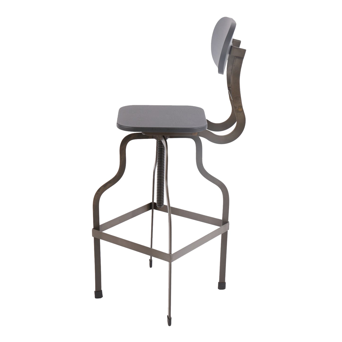 Isla Industrial Style Wooden Swivel Bar Stool With Curved Metal Base, Gray By Casagear Home