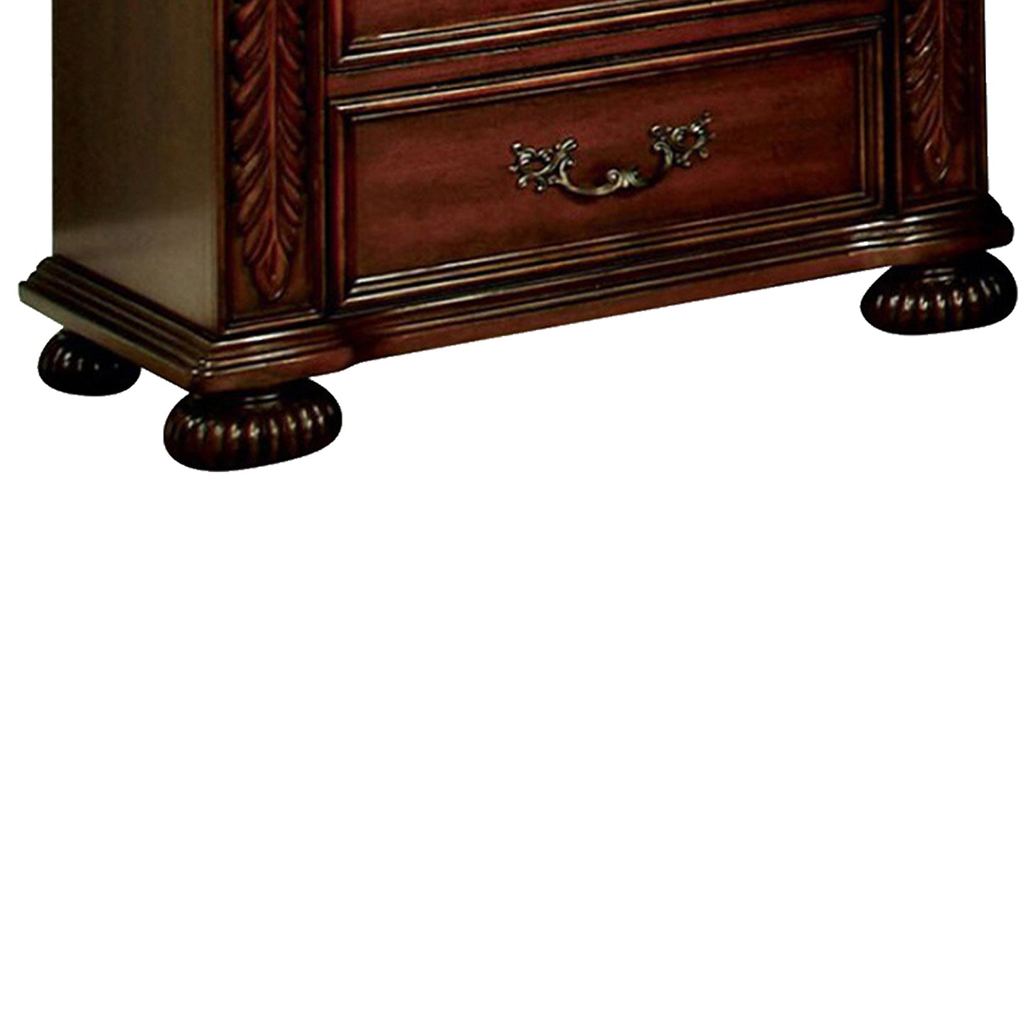 29 Inch Handcrafted Vintage Style Nightstand 3 Drawers Carved Trim Cherry Brown Wood The Urban Port BM123241
