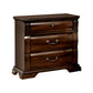 3 Drawer Wooden Nightstand with Metal Handles and Carved Details Brown By The Urban Port BM123246
