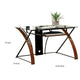 Glass Top Computer Desk with Z Shaped Metal Legs, Brown and Black By Casagear Home