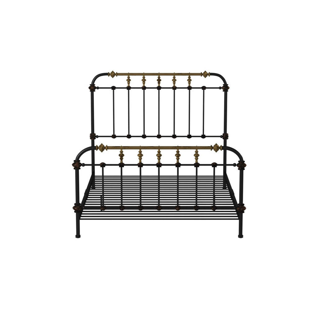 Transitional Queen Metal Bed Black and Gold By Casagear Home FOA-CM7733Q