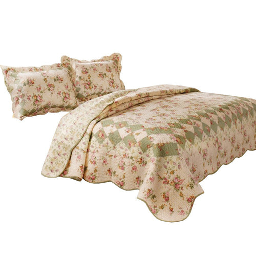 Denali 3 Piece King Size Quilt Set | Floral Prints | Multicolor