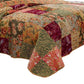 Kamet 3 Piece Fabric Queen Size Quilt Set with Floral Prints Multicolor By Casagear Home BM14921