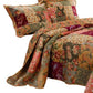 Kamet 3 Piece Fabric Queen Size Quilt Set with Floral Prints Multicolor By Casagear Home BM14921