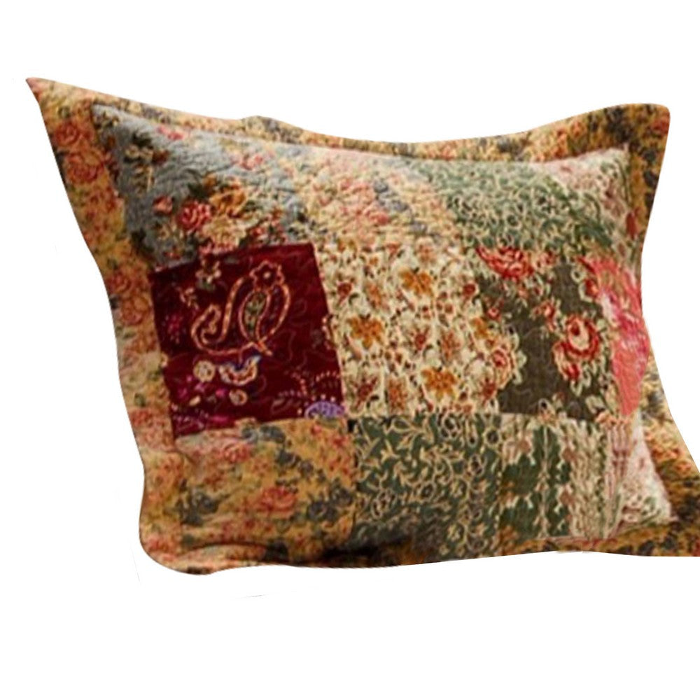 Kamet Standard Size Pillow Sham | Floral & Paisley Prints | Multicolor